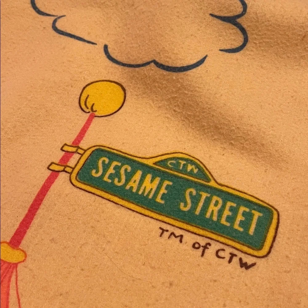 Vintage 1970s Sesame Street Blanket Big Bird Cookie Monster Bert Ernie Parade